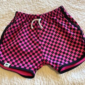 4T-5T Neon Pink Check Track Swim shorts. Excellent condition. Smoke/pet free
